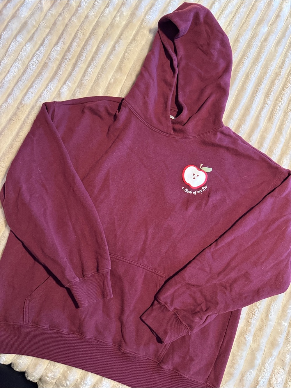 Hollister Wine Hooded Pullover with Apple Graphic
